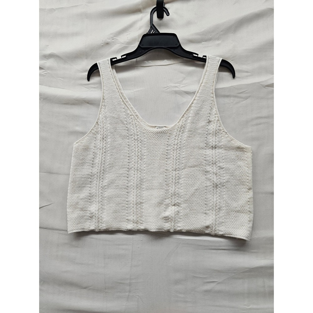 A New Day Womens Textured Knit Pullover Cream Cotton Blend Casual Size XXL